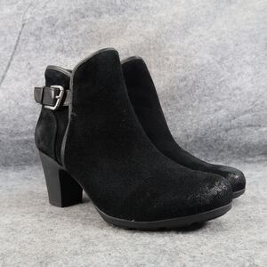 Comfortiva Shoes Womens 8 Booties Fashion Distressed Leather Black Memory Foam